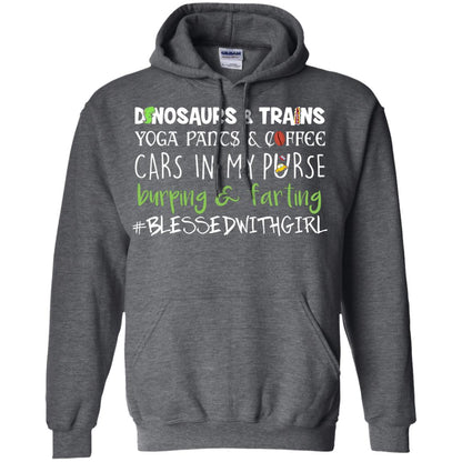 Dinosaurs And Trains Yoga Pants Coffee Cars In My Purse Buring Farting Mom Of Girls Shirt Dark Heather