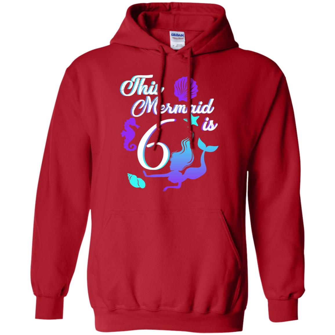 6th Birthday Shirt This Mermaid Is 6 Red