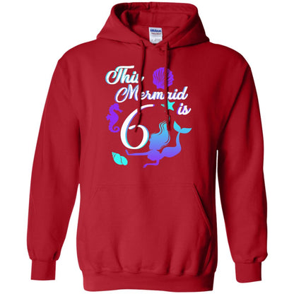 6th Birthday Shirt This Mermaid Is 6 Red