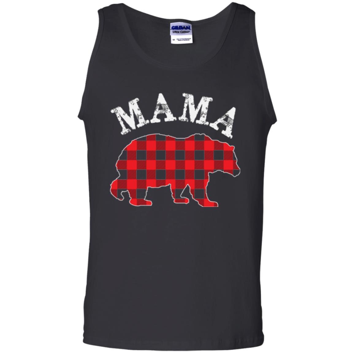 Mama T-shirt Red Plaid Mama Bear Black