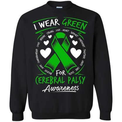 Cerebral Palsy Awareness T-shirt I Wear Green Black