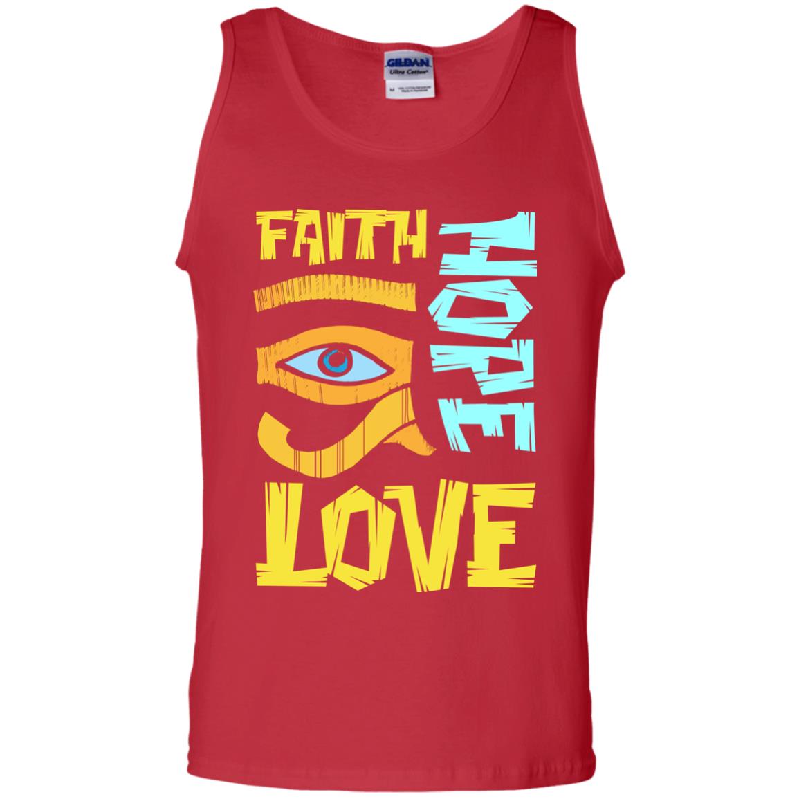 Faith Hope Love Christian T-shirt Red