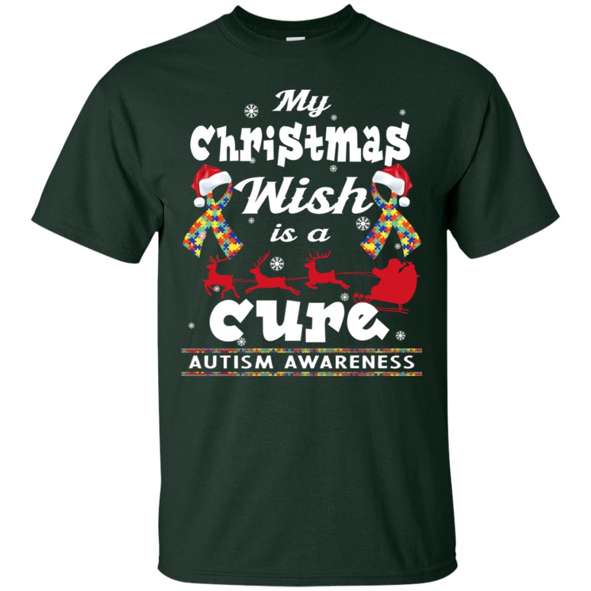 My Christmas Wish Is A Cure Autism Awareness X-mas Gift Shirt Forest
