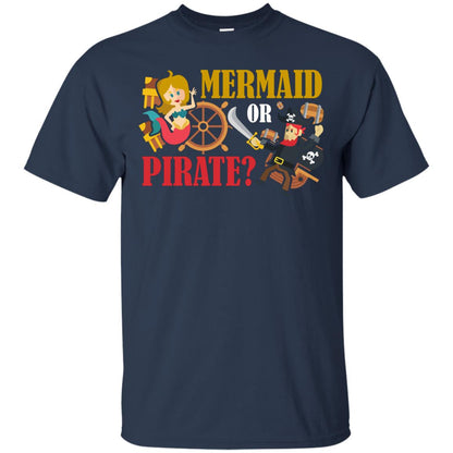 Mermaid Or Pirate Gift Shirt For Boys And Girls Navy