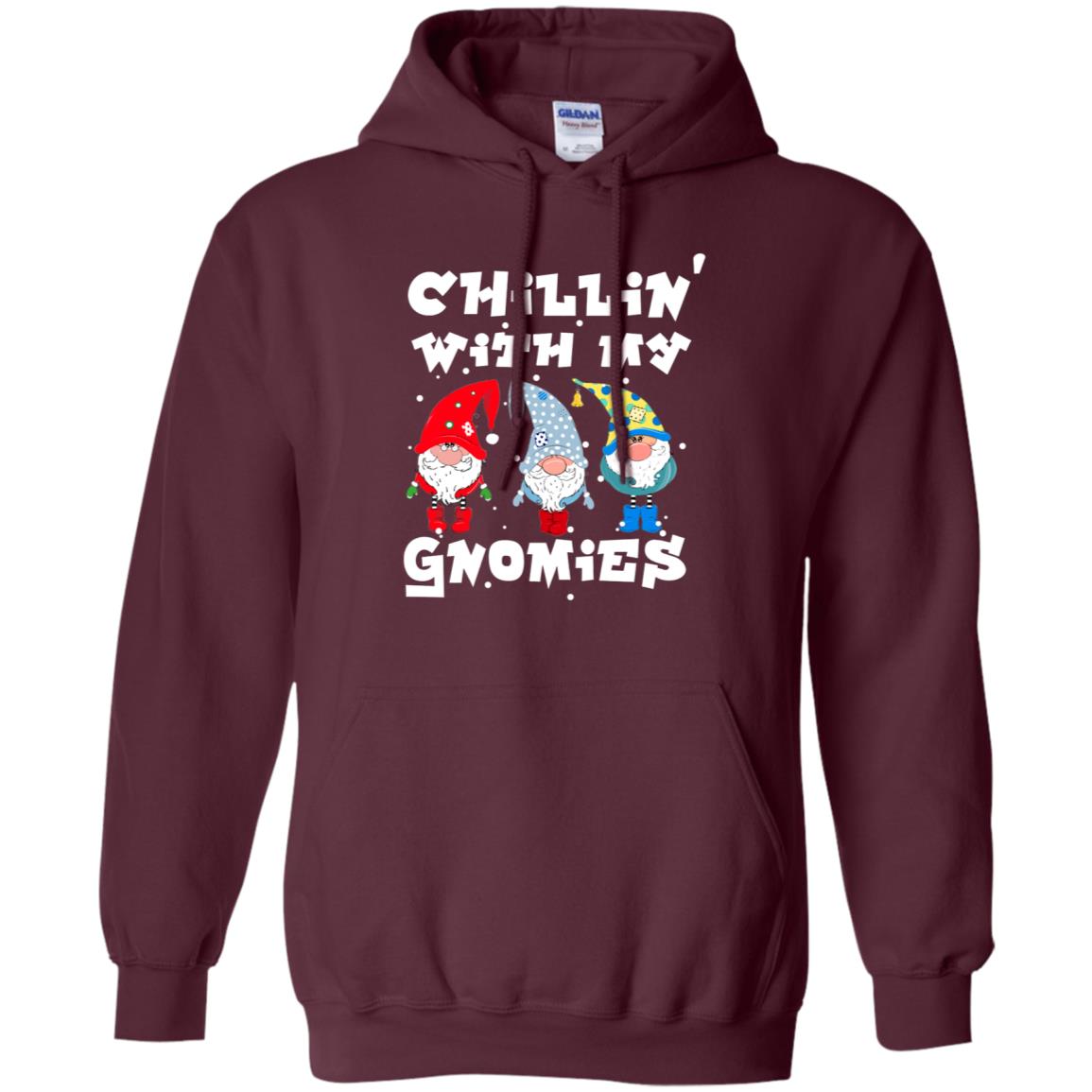 Chillin' With My Gnomies X-mas Gift Shirt For Mens Womens Kids Maroon