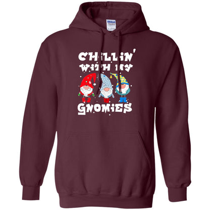 Chillin' With My Gnomies X-mas Gift Shirt For Mens Womens Kids Maroon