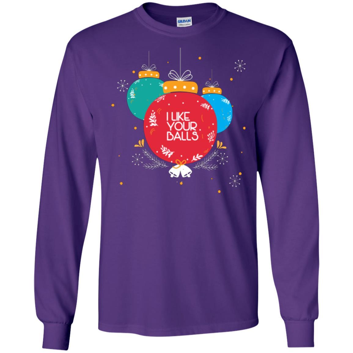 Christmas T-shirt I Like Your Balls Purple
