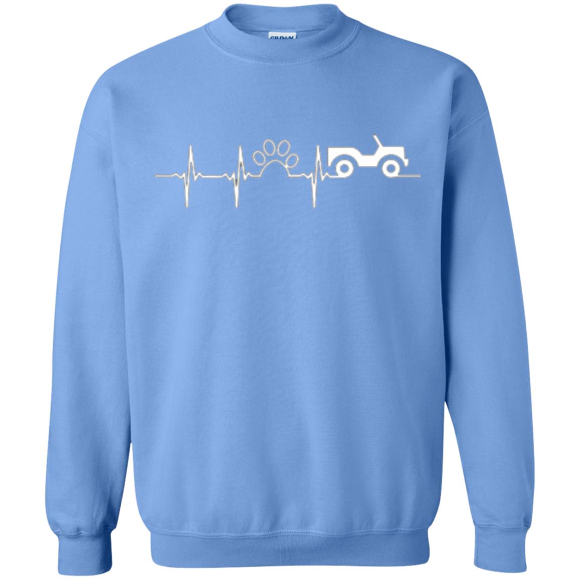 Cat Lovers T-shirt Jeep And Paw Heartbeat Carolina Blue