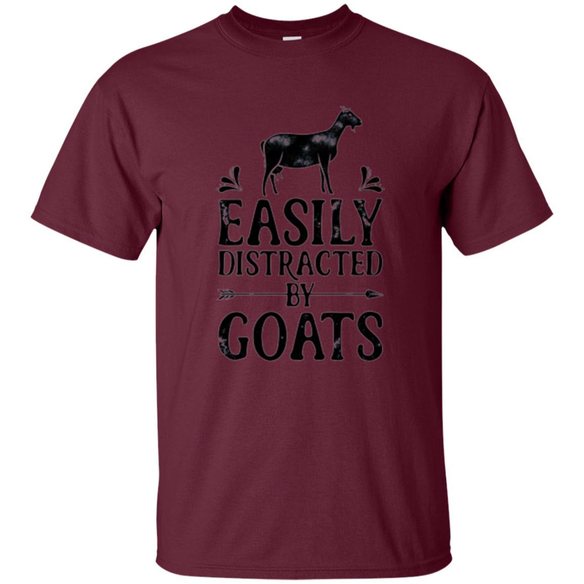 Goat Lover T-shirt Easily Distracted By Goats Maroon