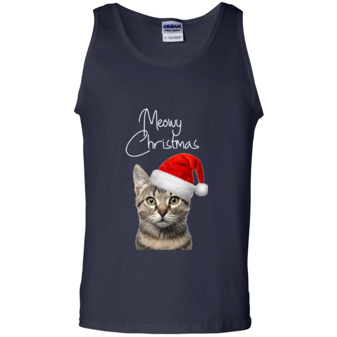 Cat Lovers T-shirt Merry Christmas Navy
