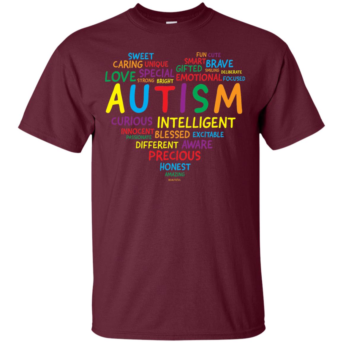 Autism Heart Autism Awareness T-shirt Maroon