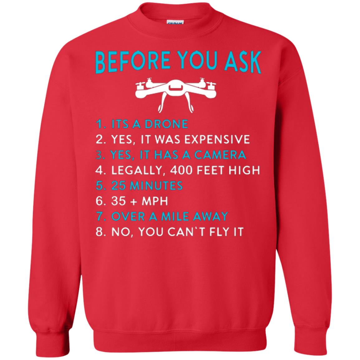Funny Drone T-shirt Before You Ask Red