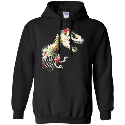 Dinosaur T-shirt Floral Tropical Hawaiian Pattern T Rex Black