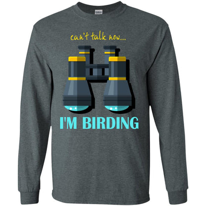 Bird-watching T-shirt Can't Talk Now I'm Birding Dark Heather