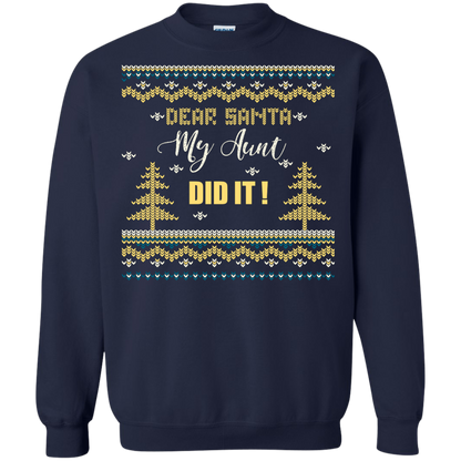 Christmas T-shirt Dear Santa My Aunt Did It Navy
