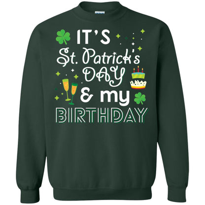 Funny My Birthday St Patricks Day Drinking T-shirt Forest Green