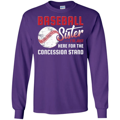 Baseball Sister Shirt Im Just Here For Concession Stand Purple
