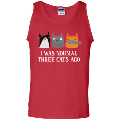 Cat Lovers T-shirt I Was Normal Three Cats Ago Funny Red