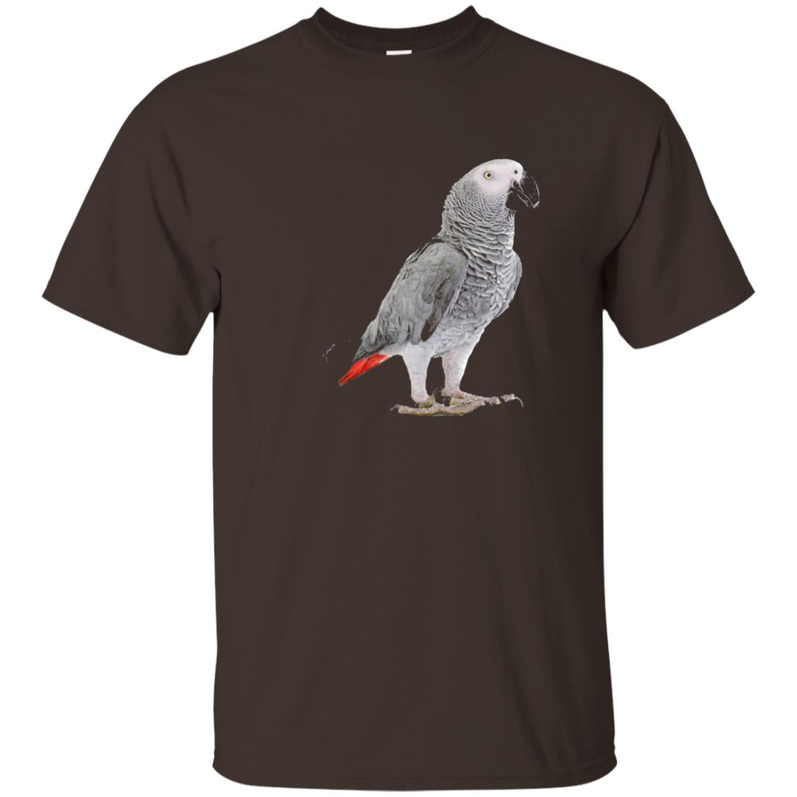 Funny African Grey Parrot Bird T-shirt Dark Chocolate