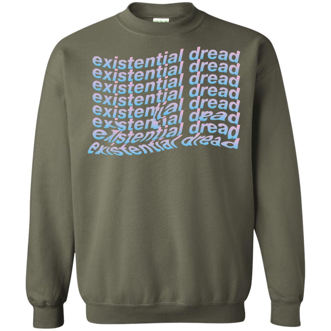 Existential Dread Waves Melting Distortion Aesthetic T-shirt Military Green