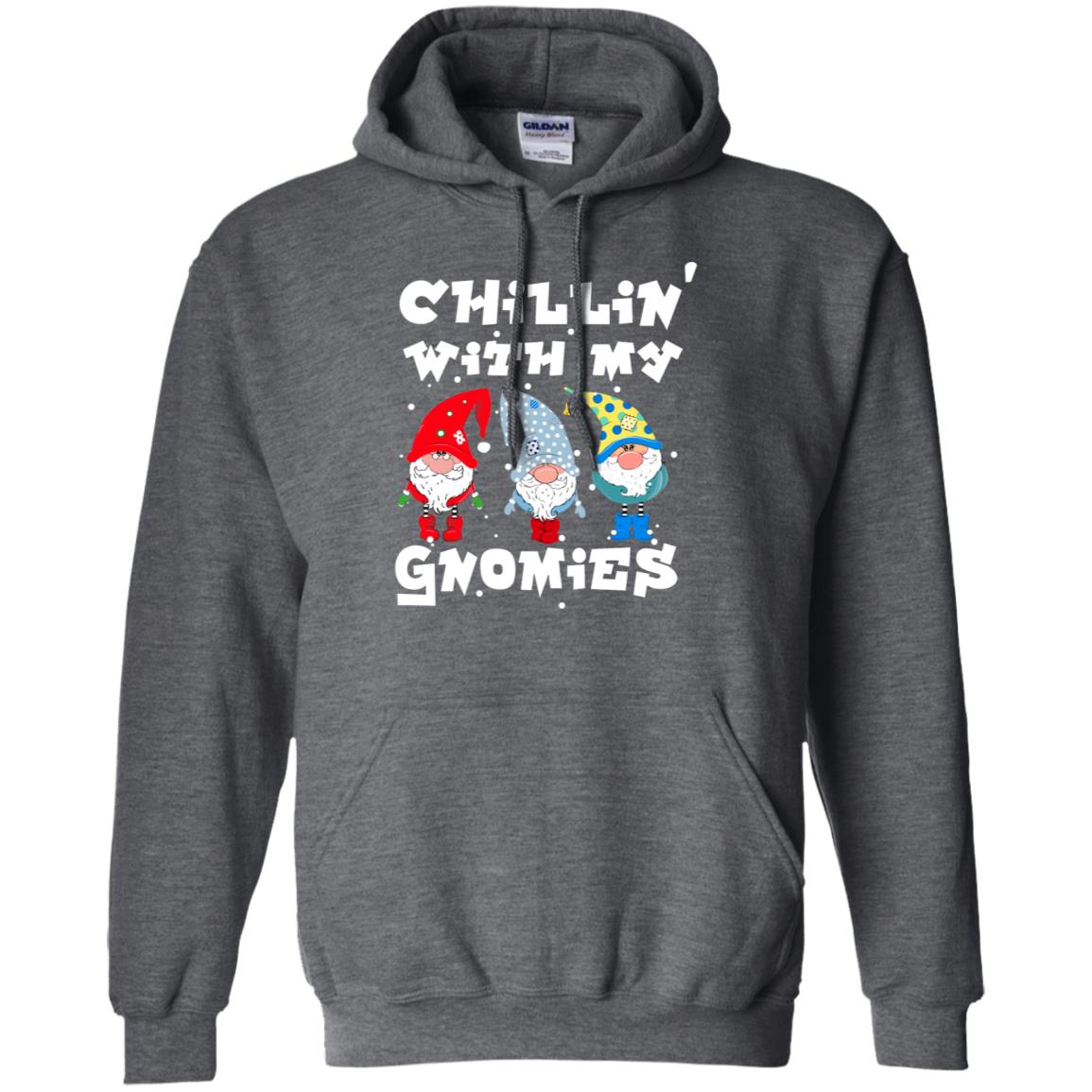 Chillin' With My Gnomies X-mas Gift Shirt For Mens Womens Kids Dark Heather