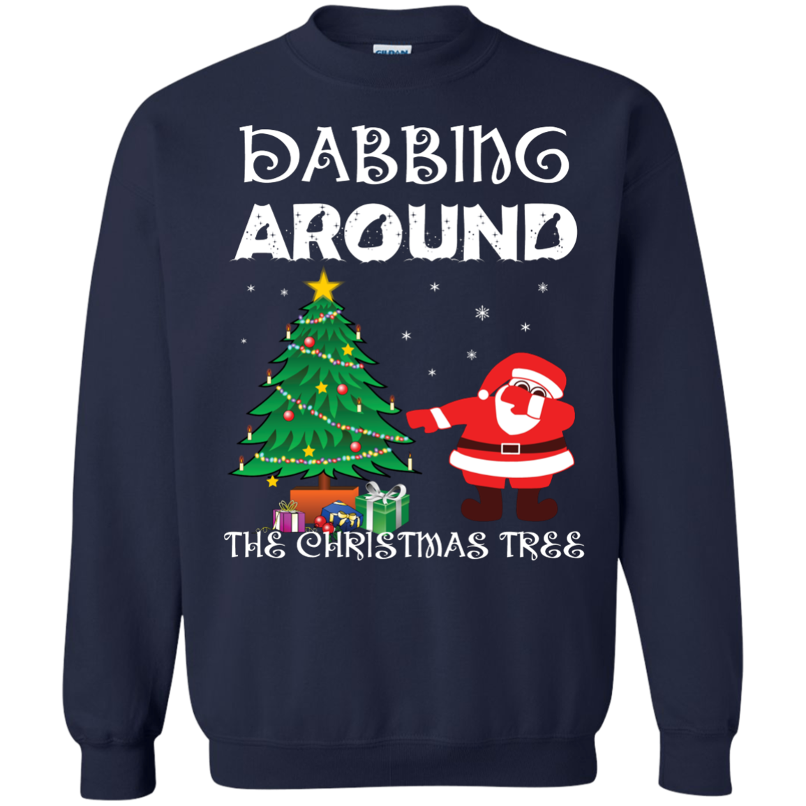 Christmas T-Shirt Dabbing Around The Christmas Tree Navy