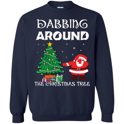 Christmas T-Shirt Dabbing Around The Christmas Tree Navy