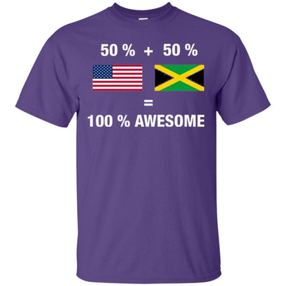 Half Jamaican Half American 100_ Jamaica Flag T-shirt Purple