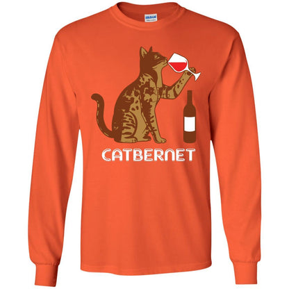Cat Lovers T-shirt Catbernet Cat Wine Orange