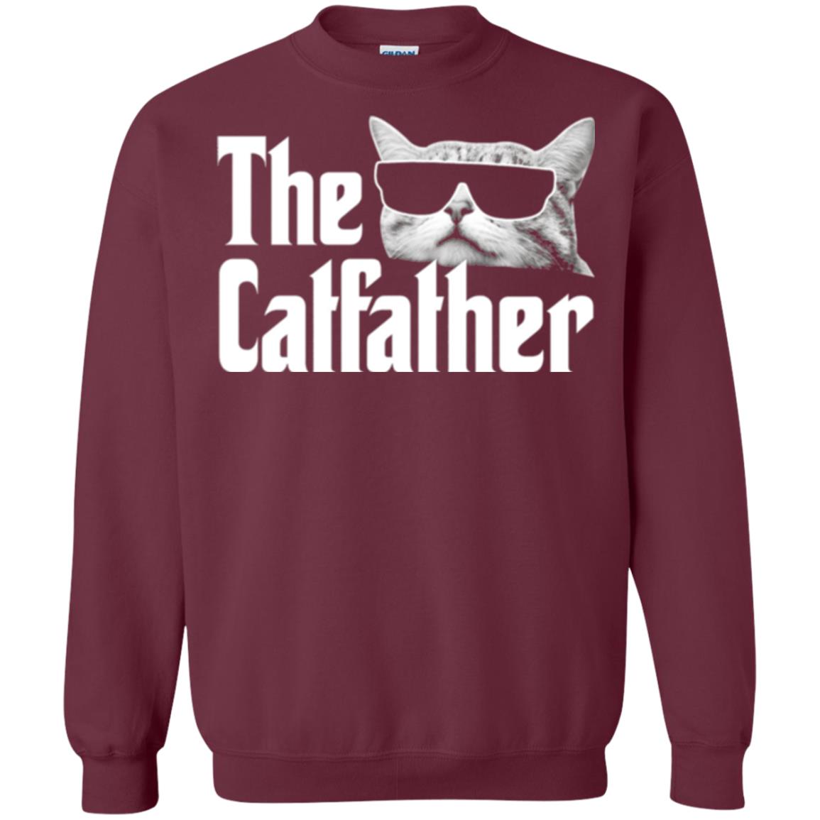 Funny Gift Shirt For Cat Daddy The Catfather T-shirt Maroon