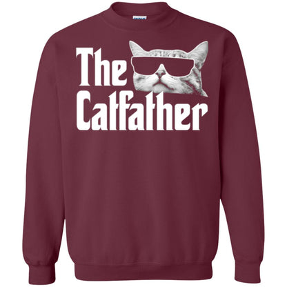 Funny Gift Shirt For Cat Daddy The Catfather T-shirt Maroon