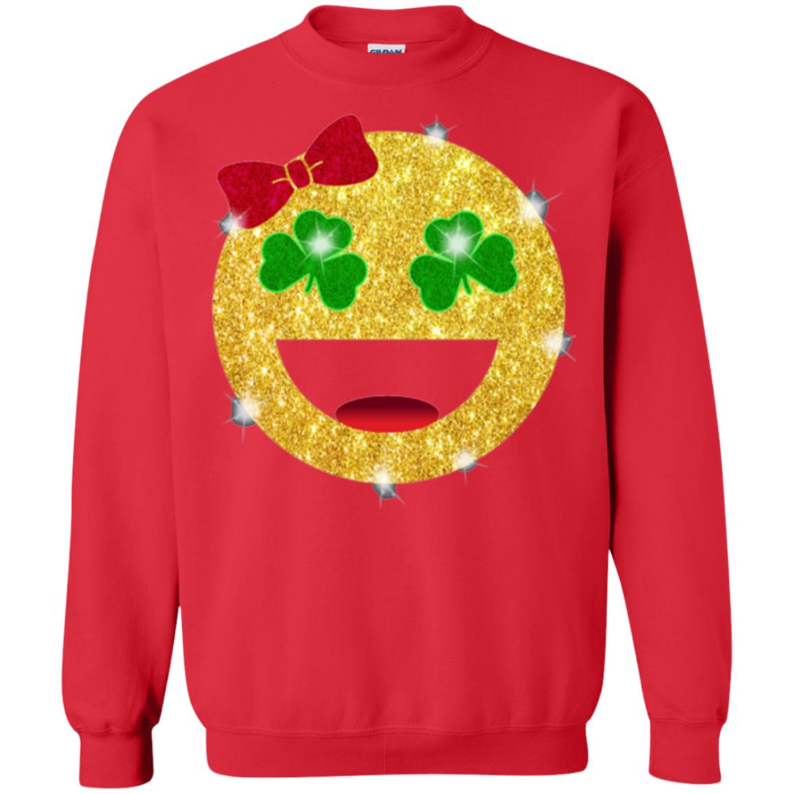 Happy Gold Blink Emoji Saint Patrick's Day T-shirt Red