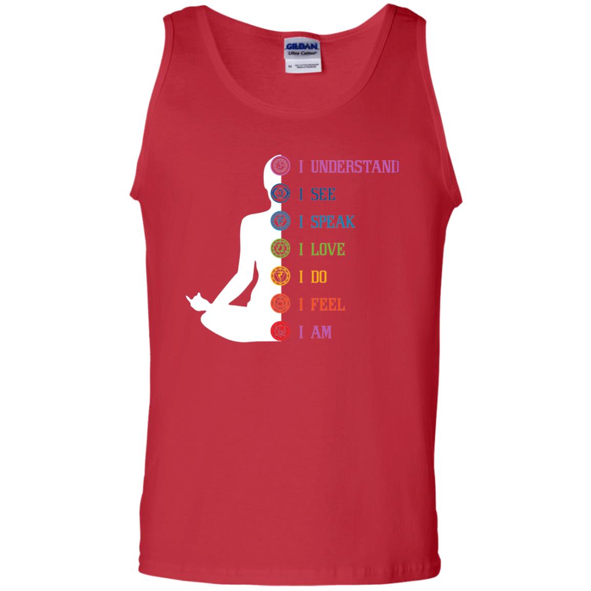 Chakra Meditation Yoga T-shirt I Speak I Love I Do I Feel I Am Red