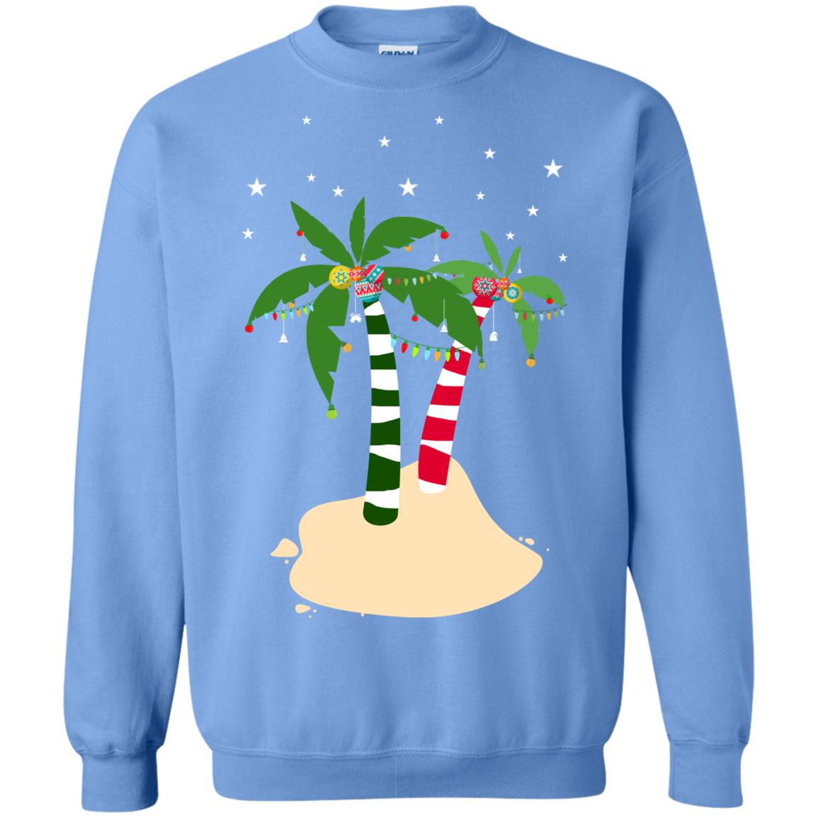 Decorated Tropical Coconut Tree Merry X-mas 2018 Gift Shirt Carolina Blue