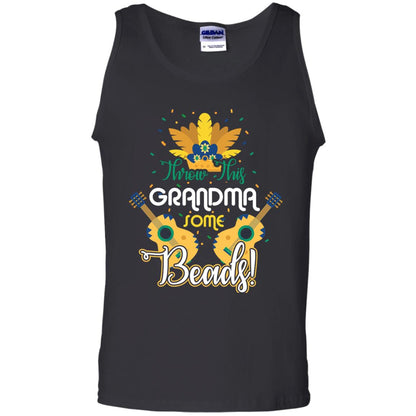 Mardi Gras T-shirt Throw This Grandma Some Beads Black