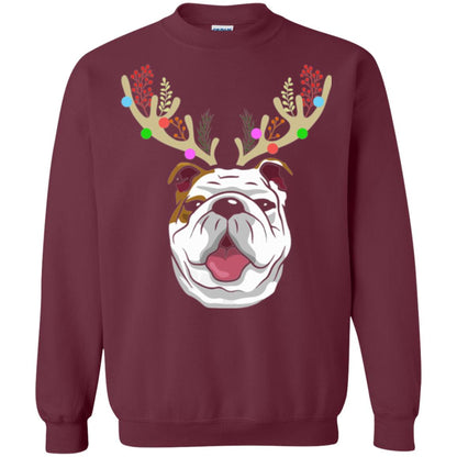 Dog Lovers T-shirt Funny Bulldogs With Antlers Maroon