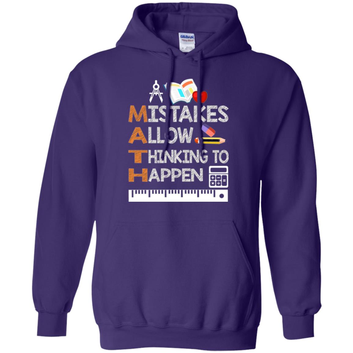 Math Lover T-shirt Mistakes Allow Thinking To Happen Purple