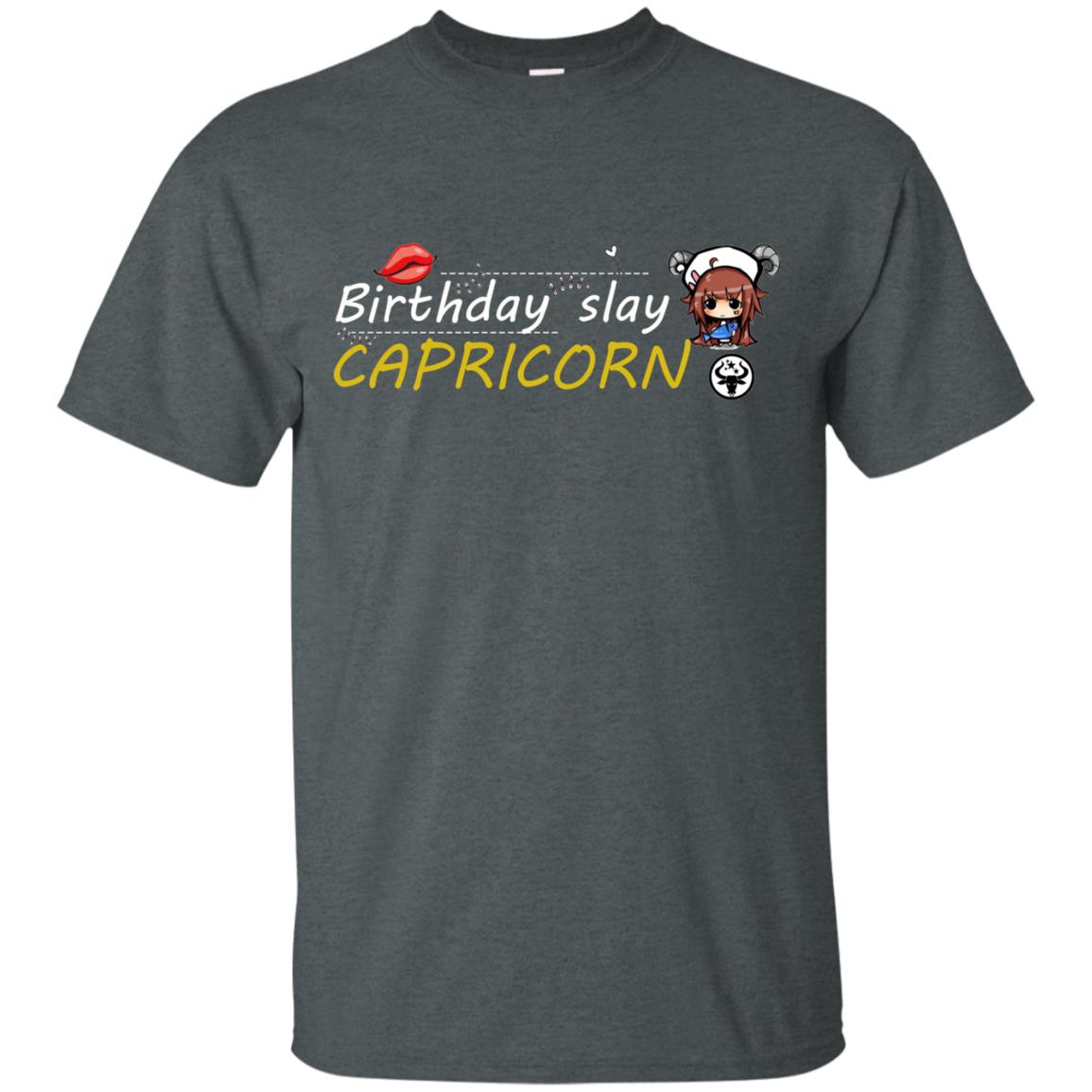 Cute Capricorn Girl Birthday Lip Slay T-shirt Dark Heather