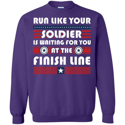 Soldier T-shirt Run Like Your Soldier Is Waiting For You At The Finish Line Purple