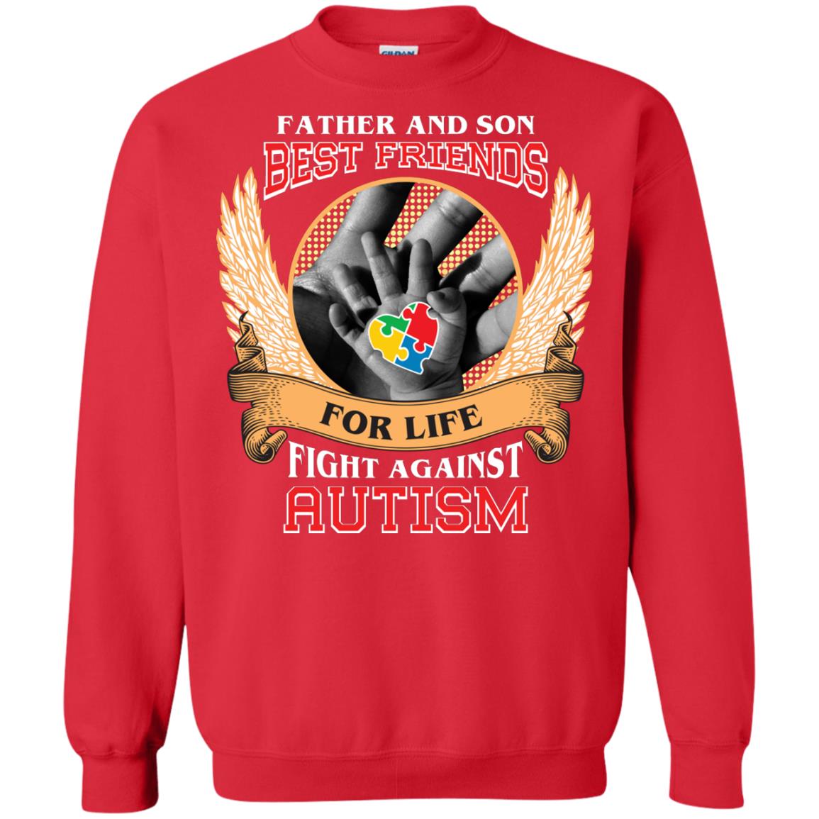Autism Awareness T-shirt Father And Son Best Friends Red