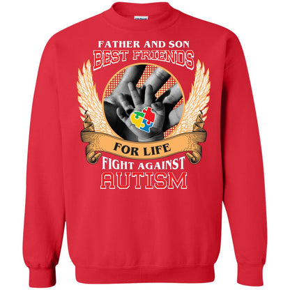 Autism Awareness T-shirt Father And Son Best Friends Red