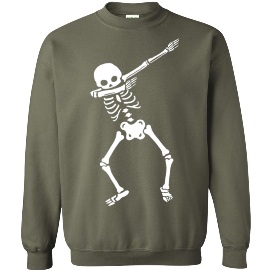 Dabbing Skeleton T Shirt Military Green