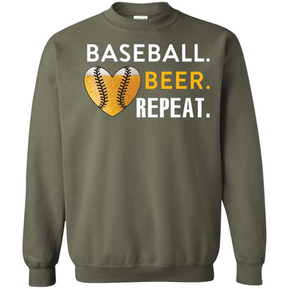 Baseball Lover T-shirt Beer Repeat Military Green