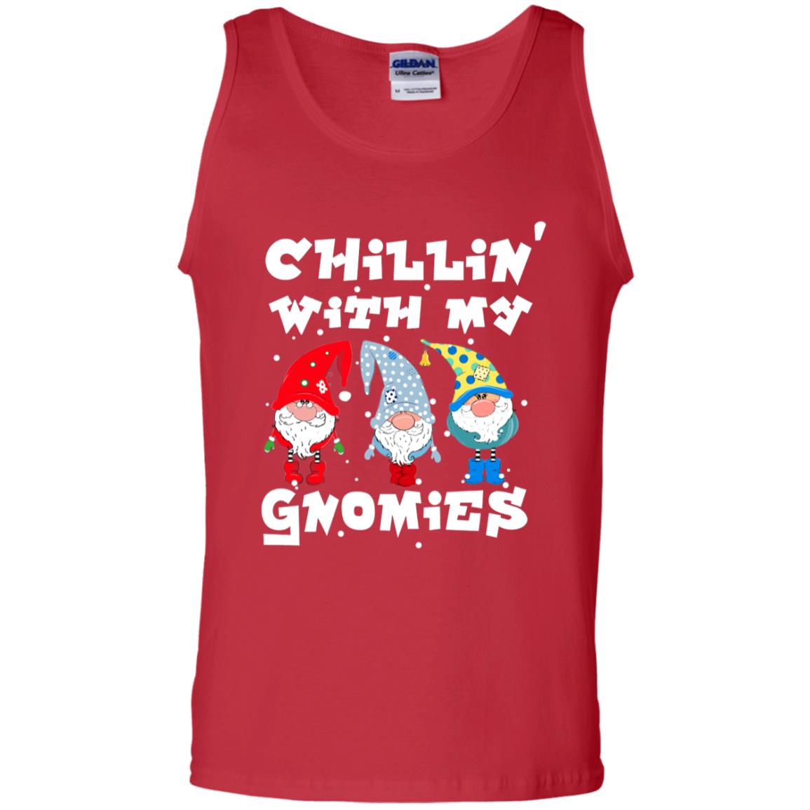 Chillin' With My Gnomies X-mas Gift Shirt For Mens Womens Kids Red