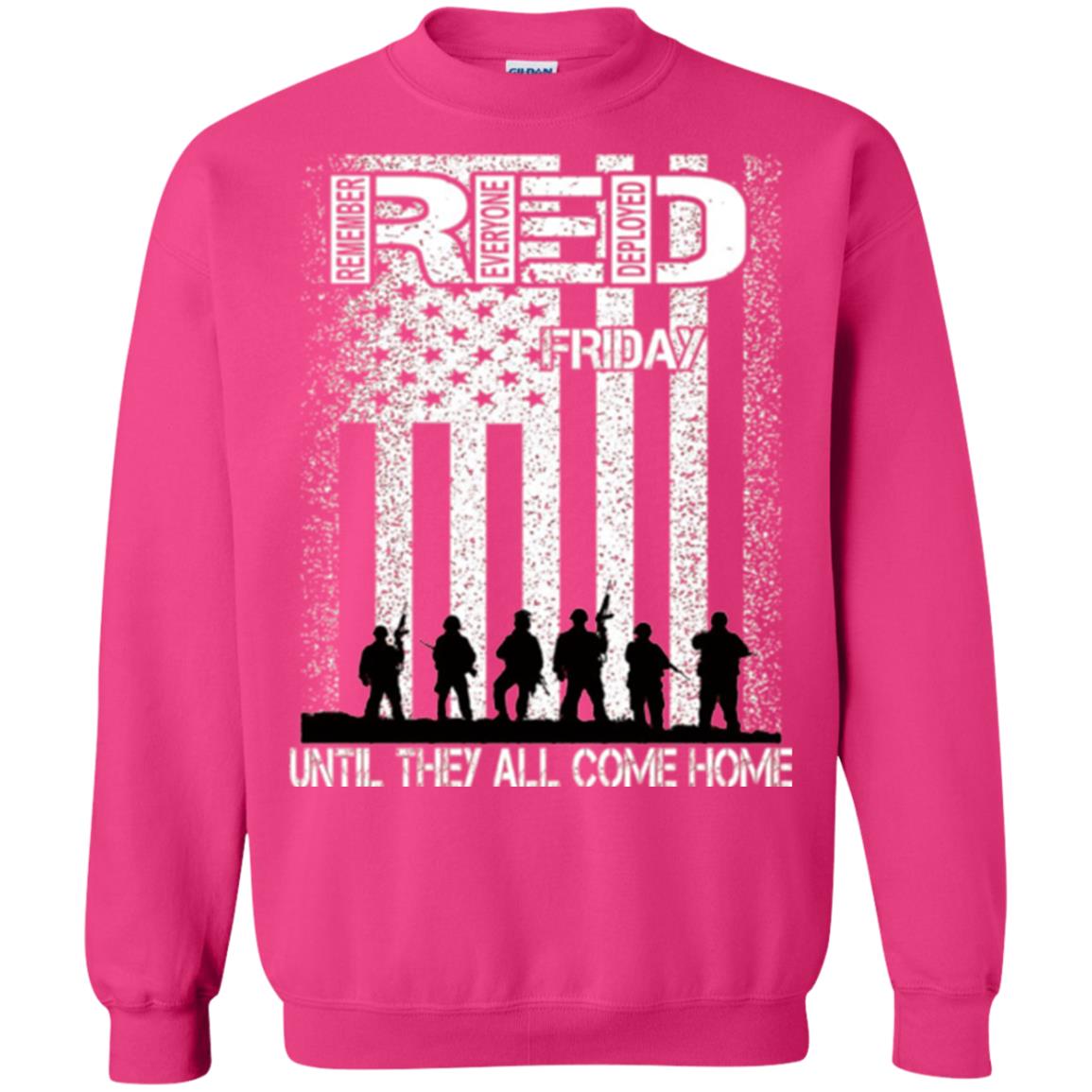 Red Friday Military T-shirt Untill They All Come Home Heliconia