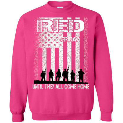 Red Friday Military T-shirt Untill They All Come Home Heliconia