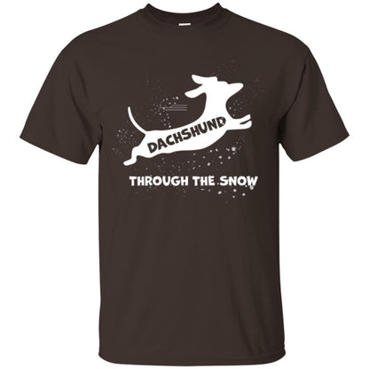 Dachshund Through The Snow T-shirt Dark Chocolate