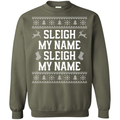 Christmas T-shirt Sleigh My Name Military Green