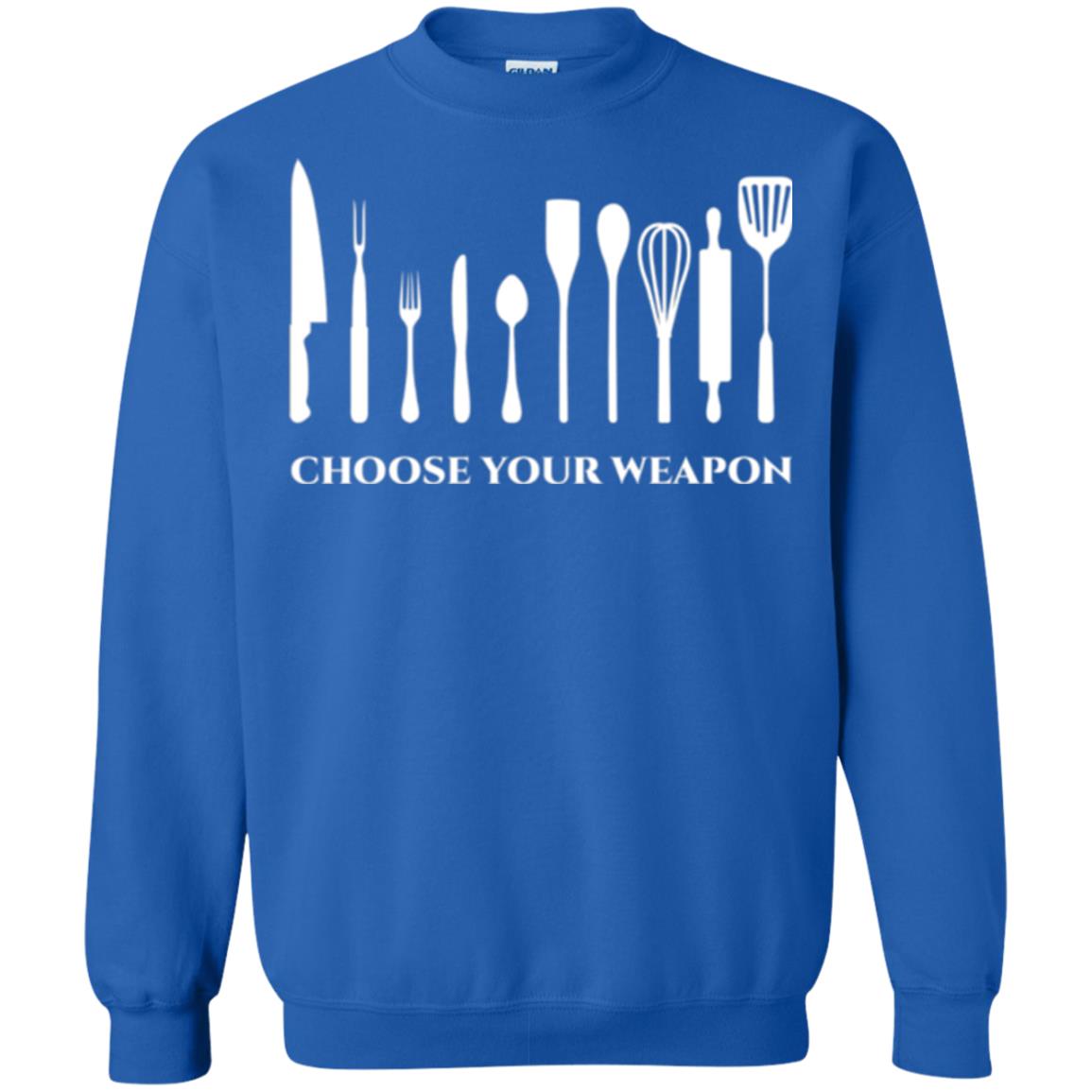 Chef Kitchen Cutlery T-shirt Choose Your Weapon Royal