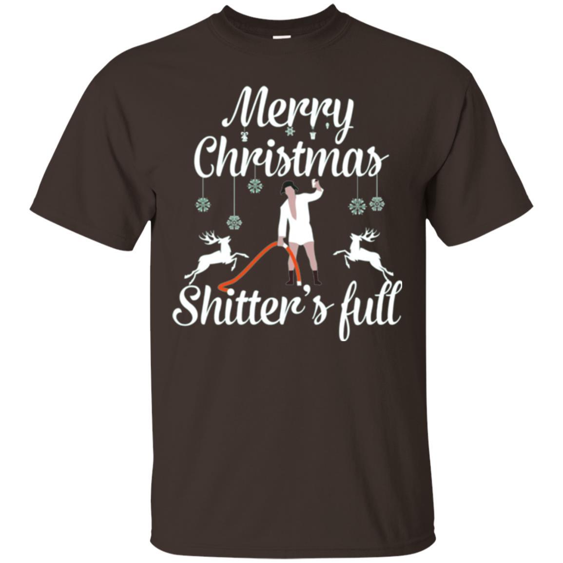 Christmas T-shirt Reindeer Merry Christmas Shitter's Full Dark Chocolate
